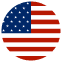 A circular icon depicting the flag of the United States, with red and white stripes and white stars on a blue field.