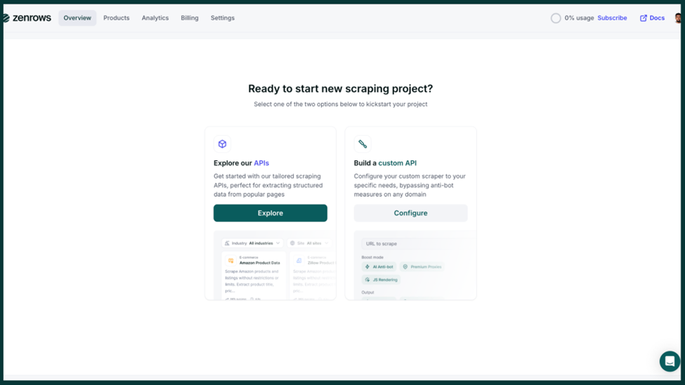 ZenRows platform