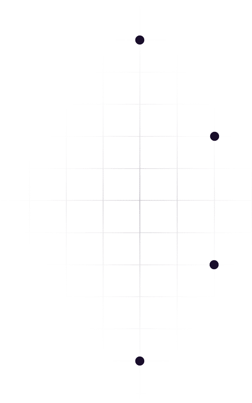 A geometric pattern featuring intersecting grid lines forming a diamond shape with five circular dots positioned at the vertices and intersections.