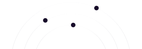 Three black spheres positioned along curved lines, resembling an abstract representation of orbital paths.